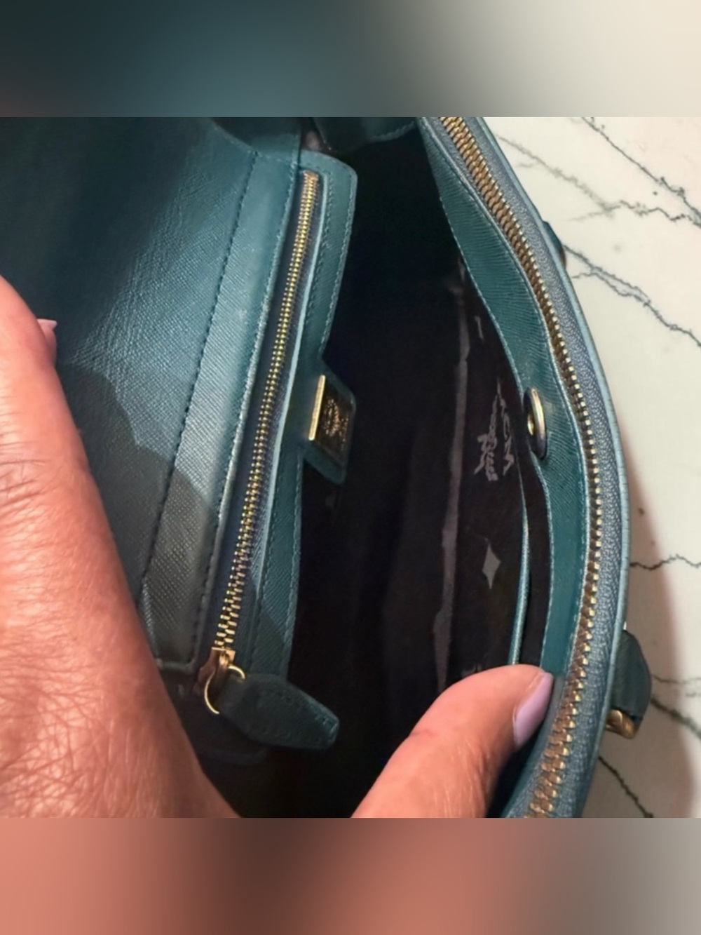 MCM Blue Saffiano Leather Crossbody Bag - Picture 6 of 13